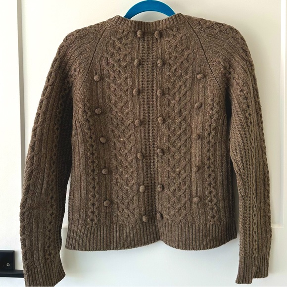 J. Crew Lambswool Bauble Cable Knit Crew Neck Pullover Sweater Taupe Siz… - Picture 2 of 5